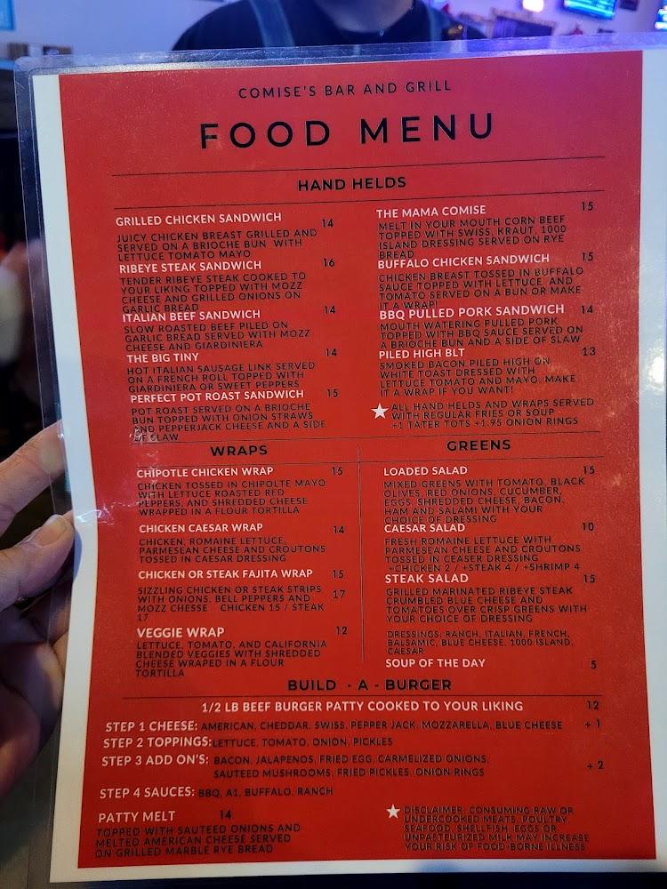 Comise's Bar and Grill Menu image 2